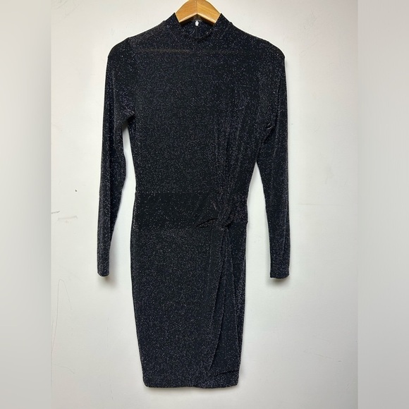 MICHAEL KORS SPARKLE LONG SLEEVE KNEE LENGTH BLACK DRESS SIZE S - Picture 3 of 10